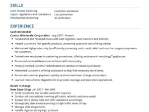 Walmart Cashier Job Description Resume