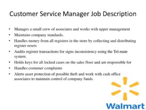 Walmart Customer Service Manager Job Description